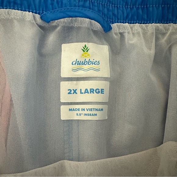 Chubbies Swim Trunks Adult 2X Large Blue Yellow Lined Swimwear Board Shorts Mens - Picture 4 of 6